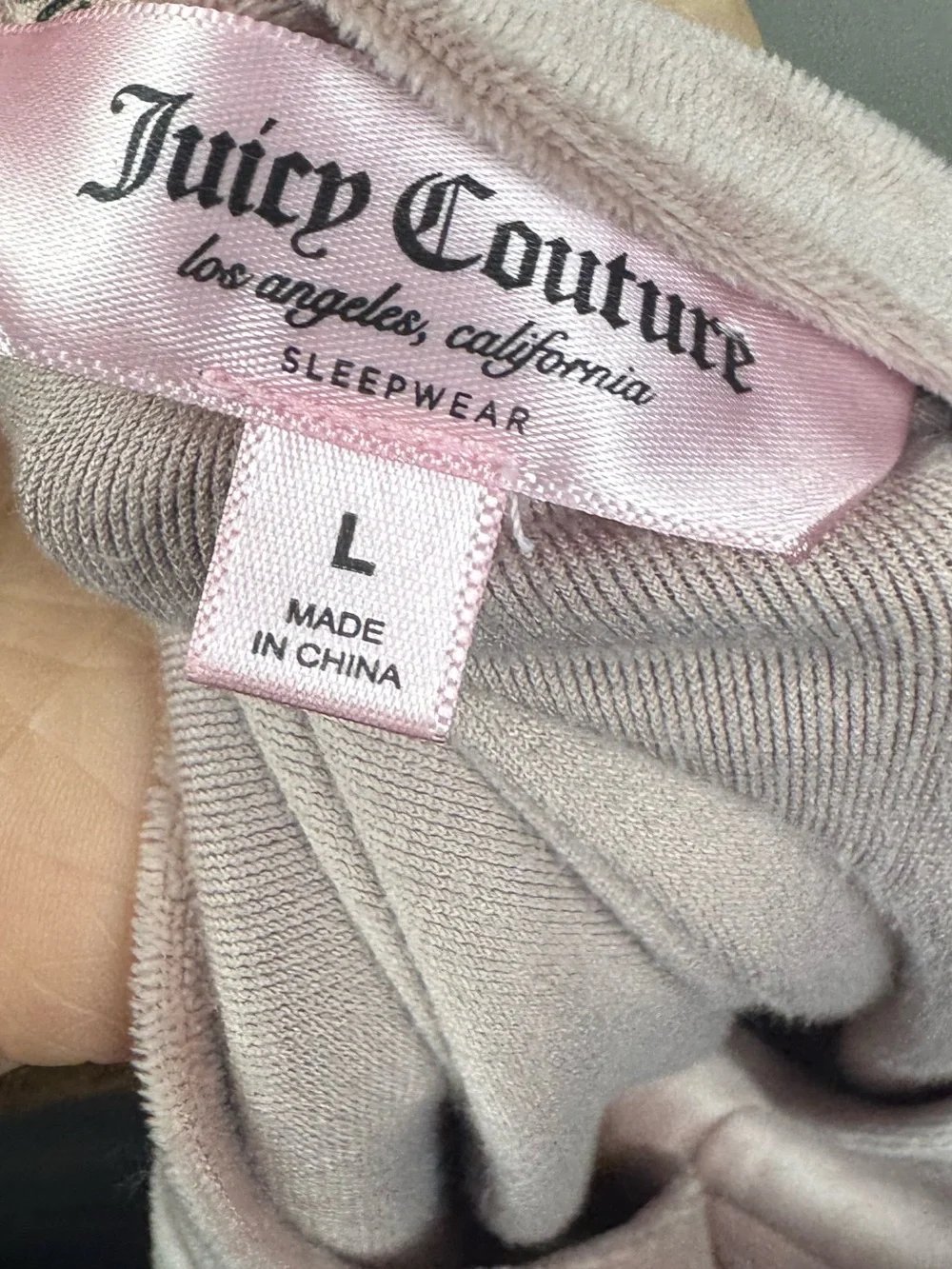 Pink Juicy Couture Velour Rhinestone Pajama Set mauve sz L